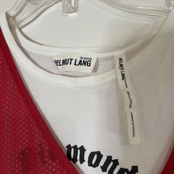 HELMUT LANG Re-Edition Archive Diamond Head Mesh Layered Red Tank Dress Medium - Picture 4 of 9